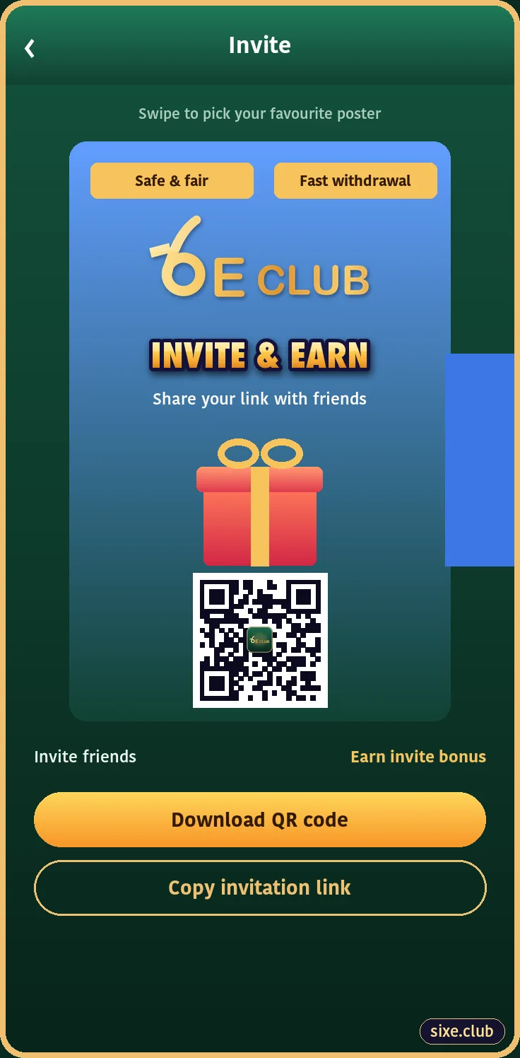 6E Club invite screen