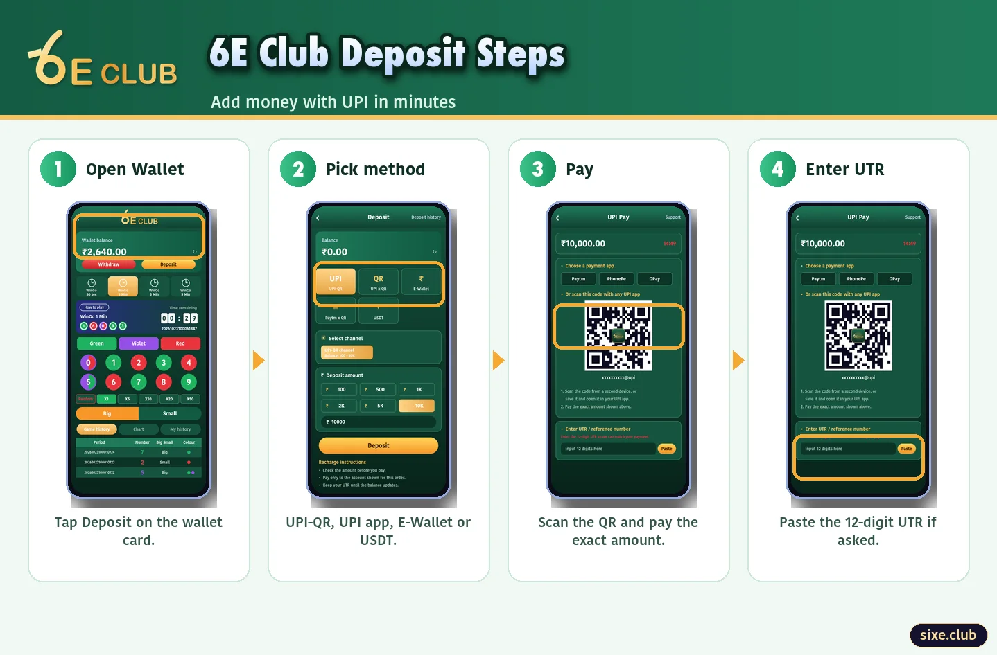 6E Club deposit steps